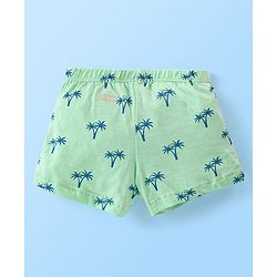 Babyhug 100% Cotton Trunk Striped & Palms Printed Pack of 3 - Green & Blue