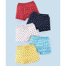 Babyhug 100% Cotton Star Printed Trunk Pack of 5 - Multicolour