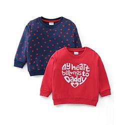 Babyhug Cotton Knit Full Sleeves Sweatshirt with Text Graphic Design Pack of 2 - Multicolour