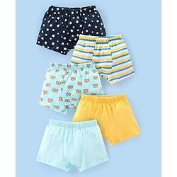 Babyhug 100% Cotton Knit Stripes & Printed Boxers Pack of 5 - Multicolour