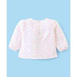 Babyhug 100% Cotton Knit Full Sleeves Top Swiss Dot - White
