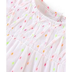 Babyhug 100% Cotton Knit Full Sleeves Top Swiss Dot - White