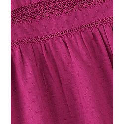 Babyhug 100% Cotton Full Sleeves Dobby Printed Top with Lace Detailing - Pink
