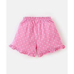 Babyhug Cotton Half Sleeves Night Suit Elephant & Dot Print- Yellow & Pink
