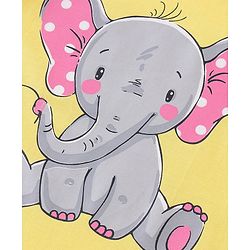 Babyhug Cotton Half Sleeves Night Suit Elephant & Dot Print- Yellow & Pink