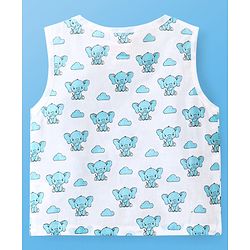 Babyhug Sleeveless Jhabla & Full Length Pajama Set With Elephant Print - Blue