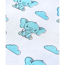 Babyhug Sleeveless Jhabla & Full Length Pajama Set With Elephant Print - Blue