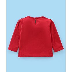 Babyhug Cotton Knit Full Sleeves Minnie Mouse Print Night Suit - Red & White