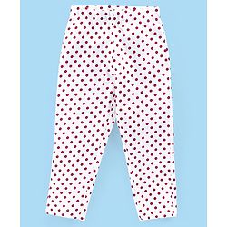Babyhug Cotton Knit Full Sleeves Minnie Mouse Print Night Suit - Red & White