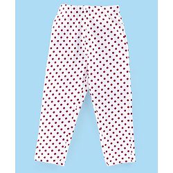 Babyhug Cotton Knit Full Sleeves Minnie Mouse Print Night Suit - Red & White