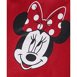 Babyhug Cotton Knit Full Sleeves Minnie Mouse Print Night Suit - Red & White