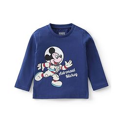 Babyhug Cotton Full Sleeves Night Suit Stars & Mickey Mouse Print- Blue