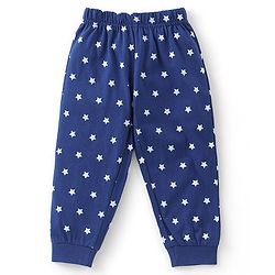Babyhug Cotton Full Sleeves Night Suit Stars & Mickey Mouse Print- Blue