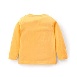 Babyhug Cotton Single Jersey Knit Full Sleeves Night Suit Stripes & Simba Print - Yellow