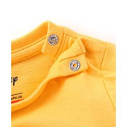 Babyhug Cotton Single Jersey Knit Full Sleeves Night Suit Stripes & Simba Print - Yellow