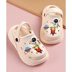 Cute Walk by Babyhug Slip on Clogs with Space Applique -White
