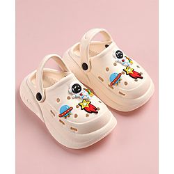 Cute Walk by Babyhug Slip on Clogs with Space Applique -White