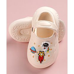 Cute Walk by Babyhug Slip on Clogs with Space Applique -White