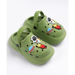 Cute Walk by Babyhug Slip on Clogs with Space Applique - Green