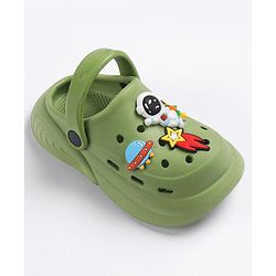 Cute Walk by Babyhug Slip on Clogs with Space Applique - Green