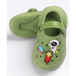 Cute Walk by Babyhug Slip on Clogs with Space Applique - Green