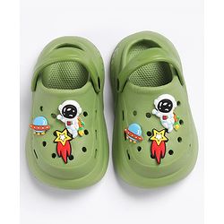 Cute Walk by Babyhug Slip on Clogs with Space Applique - Green