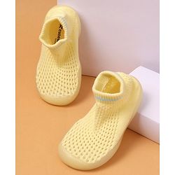 Cute Walk by Babyhug Solid Color Socks Shoe - Yellow