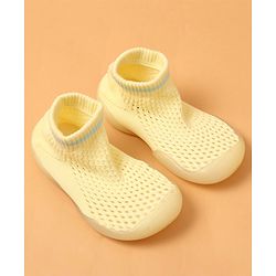 Cute Walk by Babyhug Solid Color Socks Shoe - Yellow