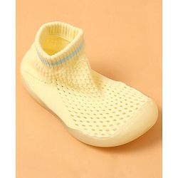 Cute Walk by Babyhug Solid Color Socks Shoe - Yellow