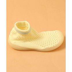 Cute Walk by Babyhug Solid Color Socks Shoe - Yellow