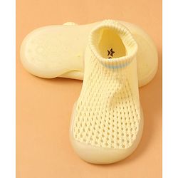 Cute Walk by Babyhug Solid Color Socks Shoe - Yellow