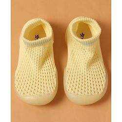 Cute Walk by Babyhug Solid Color Socks Shoe - Yellow