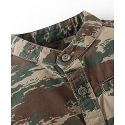 Babyhug Cotton Knit  Full Sleeves Shirt & Denim Jeans With Camoflauge Print - Green