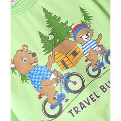 Babyhug Cotton Full Sleeves Sweatshirt With Bear Graphics- Light Green