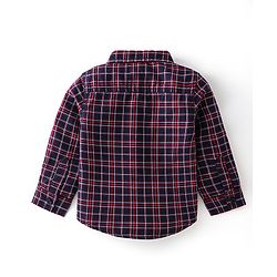 Babyhug Cotton Woven Full Sleeves Party Wear Checked Shirt with Bow and Pant Set - Maroon