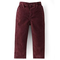 Babyhug Cotton Woven Full Sleeves Party Wear Checked Shirt with Bow and Pant Set - Maroon
