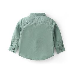 Babyhug 100% Cotton Woven Full Sleeves Solid Color Shirt & Pant Set With Bow - Olive Green