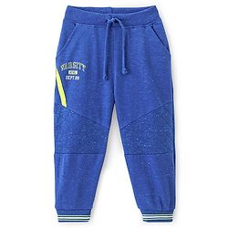 Babyhug Cotton Looper Knit Full Length Lounge Pant Text Printed - Blue