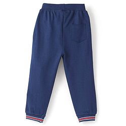 Babyhug Cotton Looper Knit Full Length Lounge Pants Colour Block - Navy Blue