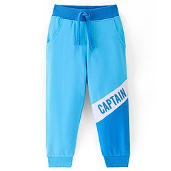 Babyhug Cotton Looper Full Length Lounge Pant Text Print - Blue