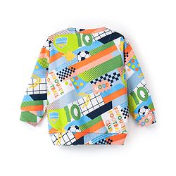 Babyhug Cotton Knit Full Sleeves Sweatshirt With Football Print - Multicolour