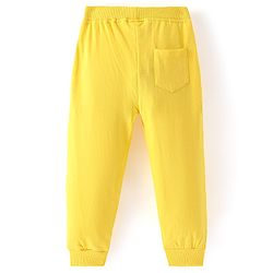 Babyhug Cotton Looper Knit Full Length Text Printed Lounge Pant - Yellow
