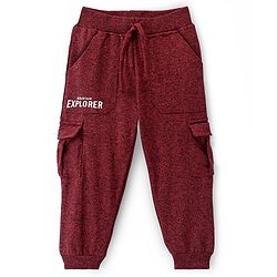 Babyhug Cotton Looper Knit Full Length Lounge Pant Text Printed - Rust