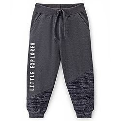 Babyhug Cotton Looper Knit Full Length Lounge Pant Text Printed - Charcoal Grey