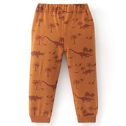 Babyhug Cotton Looper Full Length Lounge Pant Dino Printed - Orange