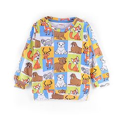 Babyhug Cotton Full Sleeves Sweatshirt Fox & Deer Print- Blue Green & Yellow