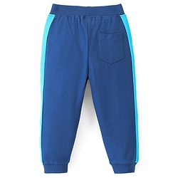 Babyhug Full Length Cotton Looper Lounge Pant with Terry Applique Embroidery-Navy Blue