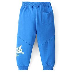 Babyhug Cotton Looper Knit Full Length Lounge Pant Text Print - Blue