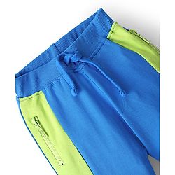 Babyhug Cotton Looper Knit Full Length Lounge Pant Text Print - Blue