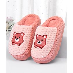 Cute Walk by Babyhug Slip On Teddy Embroidered Winter Booties - Pink
